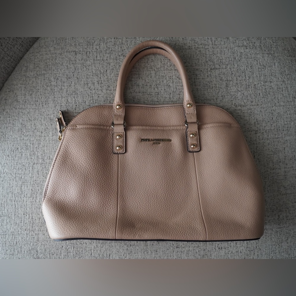 Elegant Karl Lagerfeld Paris Pebbled Leather Satchel